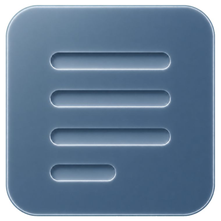 Saga’s blue glass Dock icon with four inset horizontal lines