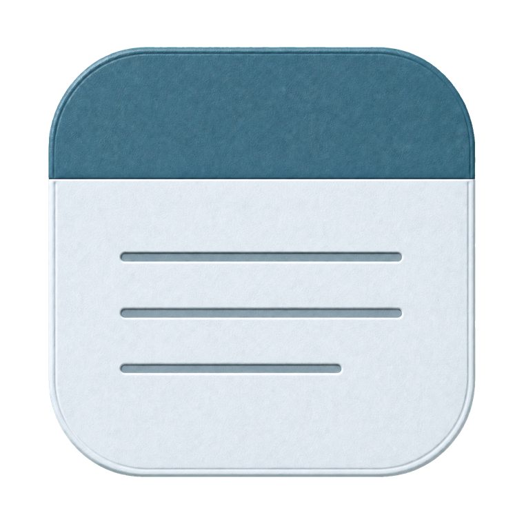 Skriv’s tactile blue-and-white writing card Dock icon